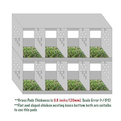 KuGuo Soft Plastic Fake Lawn Chicken Nesting Boxes Pads Chicken Bedding 12 x 12 inches (Short-Middle Grass-6PCS)
