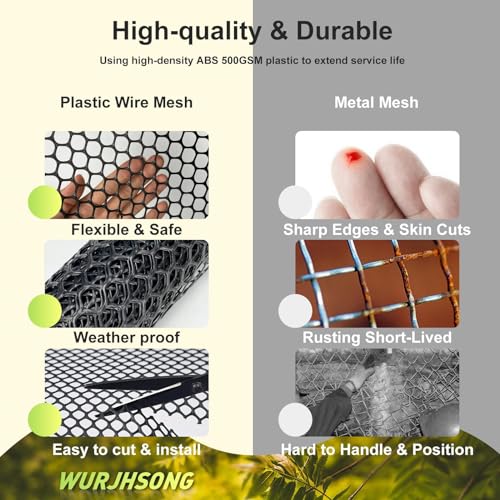 Plastic Wire Mesh Fence 16in x 10Ft Plastic Chicken Wire Mesh for Poultry, Dogs, Rabbit, Snake Barrier & Gardening Versatile Plastic Fencing (16in x 10Ft, Black) - color: Black, size: 16in x 10Ft