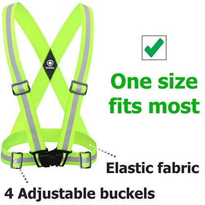 Safety Straps Reflective Vest for Running Hi Vis Suspenders Reflective for Men Women Fully Adjustable - color: 10 X Green