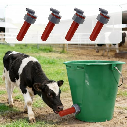 Calf Feeding Nipple 4 Set with Fixed Base Feeding Milk Bucket Teats for Baby Cow Cattle Horse Donkey