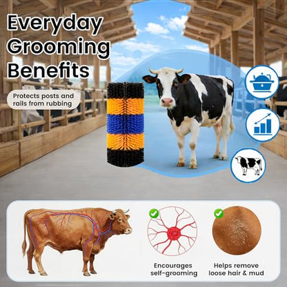 17" x 7.9" Livestock Scratching Brush for Horse, Wall-Mount Grooming and Massage Scratch Brushes for Cow Donkey Goats Horse Sheep, with 8 Screws for Back Itch Relief & Keep Cleaning (1Pcs) - size: 1 Pack
