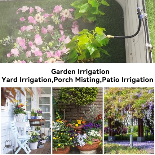 98.4Ft Drip Irrigation System, 360° Bendable Drip Irrigation Kit Automatic Irrigation System for Garden, Adjustable Garden Watering Misting System for Greenhouse, Yard, Lawn, Plant - size: 98.4Ft