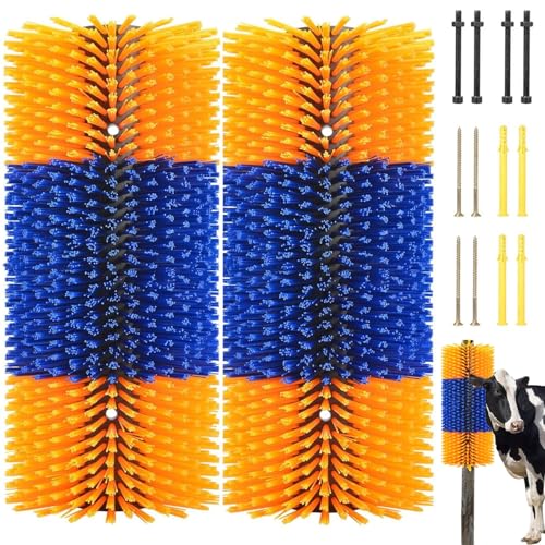 Livestock Scratching Brush – Durable Cow, Horse, and Goat Scratcher, Ideal for Livestock Grooming, Animal Back Scratching Post (yellow, 2-pack) - color: yellow, size: 2-pack