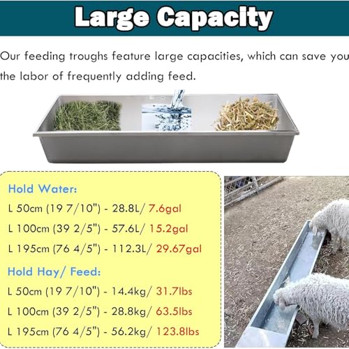 2-in-1 Animal Feeding & Watering Trough for Sheep, Goats, Cattle - Heavy Duty, Easy to Clean, Portable Livestock Feeder and Waterer Tub for Pasture, Barn, Ranch(Cattle 63in/160cm) - size: Cattle 63in/160cm