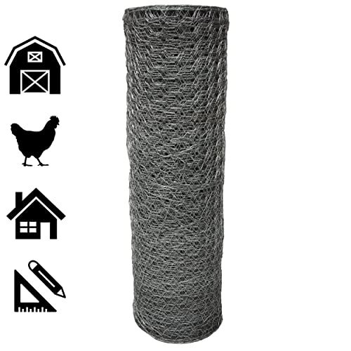 Acorn Chicken Wire 1" X 48" X 150', Perfect for Garden Fencing, Animal Barrier, Plant Supports and DIY Projects, Galvanized Steel - size: 4' Wide X 150' Long, style: 1" Hexagon Pattern