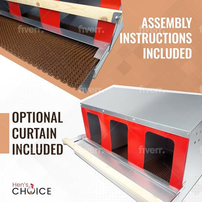 Hen's Choice™ - Roll Out Nest Box for Chickens | Roll Away Nest Box | 3 Compartment 36" | Heavy Duty Galvanized - size: Large 36"
