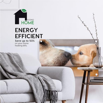 EconoHome Wall Mount Space Heater Panel - with Thermostat - 600 Watt Convection Heater - Ideal for 200 Sq Ft Room - 120V Electric Heater - color: Puppy