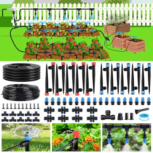 240FT Drip Irrigation System Kit Quick-Connect, Automatic Garden Watering System for Raised Garden Beds, Greenhouse, Yard, Lawn, Plant with 1/2 inch Hose 1/4 inch Distribution Tubing and Accessories - size: 40FT Main tube+200FT 1/4'' tube