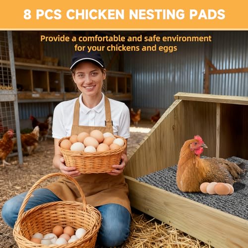 DRQ 8 Pcs Nesting Pads for Chicken Coop - Washable Chicken Nesting Pads, Reusable Chicken Coop Accessories for Hen Laying Mats 12"×12" (Gray) - color: Grey
