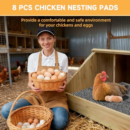 DRQ 8 Pcs Nesting Pads for Chicken Coop - Washable Chicken Nesting Pads, Reusable Chicken Coop Accessories for Hen Laying Mats 12"×12" (Gray) - color: Grey