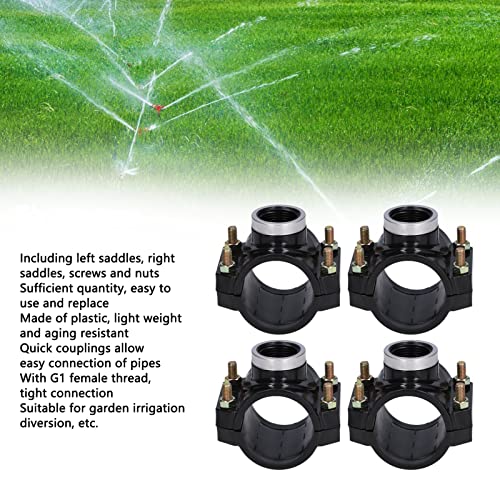 Water Systems Drain Saddle Valve, 4 Sets Water Drain Saddle Plastic Pipe Additional Quick Connector Tee Kit G1 Female Thread