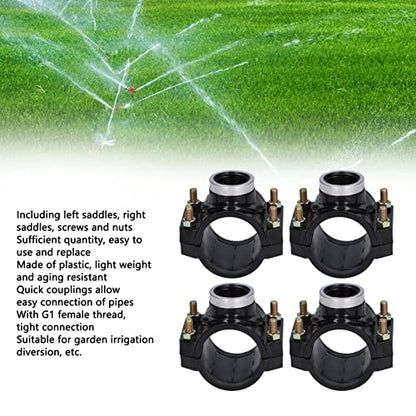 Water Systems Drain Saddle Valve, 4 Sets Water Drain Saddle Plastic Pipe Additional Quick Connector Tee Kit G1 Female Thread