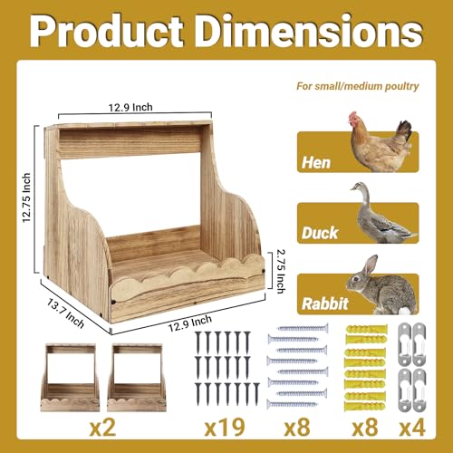 2-Pack Chicken Nesting Box, 2 Compartment Hen & Egg Laying Boxes, Easy Assembly Poultry Coop Accessories for Chickens Large