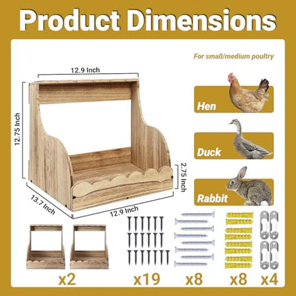 2-Pack Chicken Nesting Box, 2 Compartment Hen & Egg Laying Boxes, Easy Assembly Poultry Coop Accessories for Chickens Large