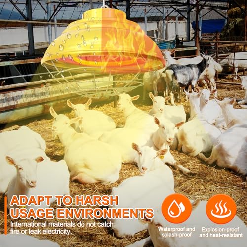 Hanging 600 Watt Heat Lamp for Chickens with Carbon Fiber Bulb for Indoor&Outdoor Used with Two-Temperature Adjustable for Cattle, Horses, Donkeys, Livestock Professional Waterproof Heater (600 Watt) - size: 600 Watt