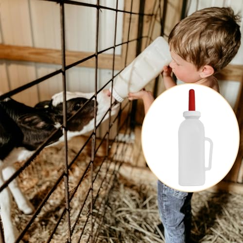 SUPVOX 2 Quart Calf Milk Feeding Bottle - Nursing Nurser with Handle & Rubber Nipple - 2l Long-spout Livestock Supply for Calves, Lambs & Goats - Farm Animal Feeder