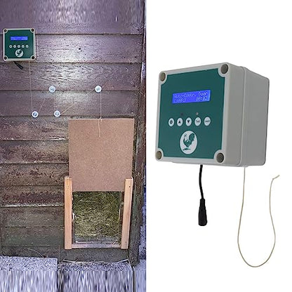 Automatic Chicken Coop Door Controller, IP44 Cage Opener Remote Control Poultry House Door Actuator Motor Kit with Timer Light Sensor for Chicken, Duck, Goose (US Plug)