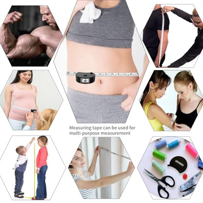 Tape Measure Body Measuring Tape Window Reading Retractable Soft Dual-Scale Tape with Lock Button for Weight Loss Muscle Building Sewing Tailor pet & Medical Measurements 60inch Fashion Tape - color: black
