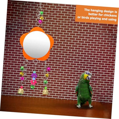 Bird Hanging Mirror with Bell for Parrots and Chickens Safe Non-Toxic Rooster Plaything and Cage Decoration Sturdy Bite-Resistant Pet for Birds