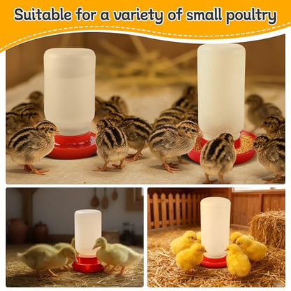 Enhon 2 PCS 2 Sizes Quail Waterer Base, Quail & Chick No Drown Water Base, Safety Waterer and Feeder, Compatible with 2.5inch Threaded Neck Bottle for Brooding Chicks(Bottle not Included) - size: 2 Sizes