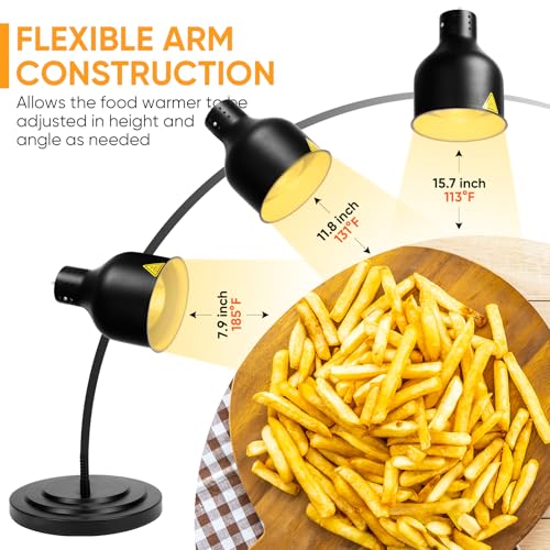 YUANHAO Commercial Dual-Head Food Heat Lamp | Buffet Warmer with 3 Shatterproof Bulbs – Flexible Gooseneck Heating Light for Catering, Restaurants & Carving Stations