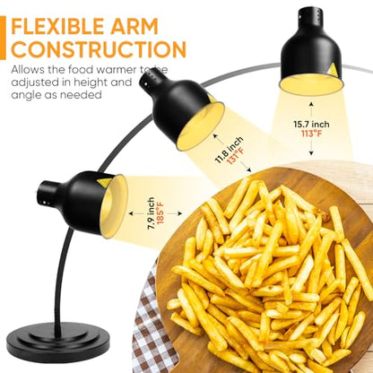 YUANHAO Commercial Dual-Head Food Heat Lamp | Buffet Warmer with 3 Shatterproof Bulbs – Flexible Gooseneck Heating Light for Catering, Restaurants & Carving Stations