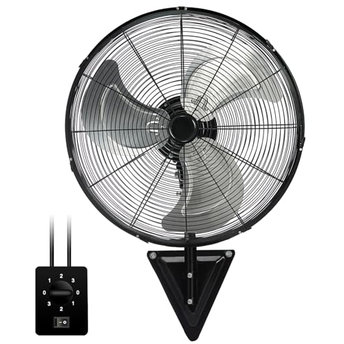 TMWINGS 20 Inch Wall Mount Fan, Heavy Duty Oscillating Wall Mounted Fan with 6600 CFM, High Velocity 3 Speed Fans with Adjustable Tilting for Workshop, Garage, Patios, Commercial and Industrial - color: 20In Black