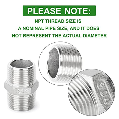 TAISHER 2PCS Cast 304 Stainless Steel Hex Nipple, Pipe Fitting 1-1/4 Inch Male Pipe x 1-1/4 Inch Male Pipe - size: 1-1/4" NPT