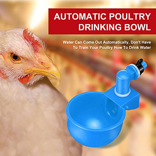 Patelai Chicken Water Cups, Chicken Waterer Cups Summer Water Feeder Cup 3/8 Inch Thread Automatic Filling Waterer Poultry Drinking Bowl for Duck Turkey Bunny(Blue,6 Pieces) - color: Blue