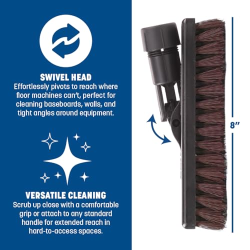 SPARTA Swivel Scrub, Heavy Duty Scrubber with Nylon Grit Bristles, Cleaning Essentials for Commercial and Home Use, 8", Rust, 1 Count - color: Rust