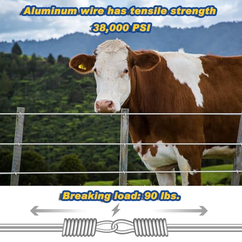 Gisafai 2000 ft 16 Gauge Aluminum Wire for Electric Fencing, Aluminum Alloy Wire for Electric Fencing, High Conductivity & Durability - size: 2000 ft 16 Gauge
