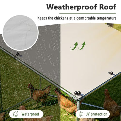 Metal Chicken Coop 7x6.6x6ft Walk-in Poultry Cage for 5-10 Chickens Chicken Run Hen Rabbit Duck House with Waterproof Cover for Outdoor Farm Use - size: 84.0"L x 79.2"W x 72.0"H