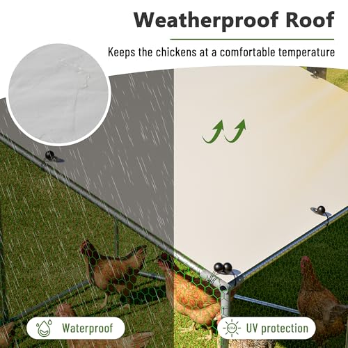 Metal Chicken Coop 84*78*72inch with Waterproof and Anti-UV Roof and Run,Walk-in Hens pen with Security Lock,Out-Door Poultry Enclosure for Small Animal Like Chickens Fence,Ducks,Rabbits Cage for Yard - size: 84.0"L x 78.7"W x 72.7"H