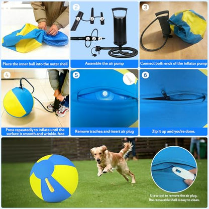 18 Inch Herding Ball for Dogs with Durable 1000D Oxford Cover - Interactive Dog Toy with Handles for Medium Breeds, Anti-Burst & Heavy Duty Herding Ball for Australian Shepherds, Border Collies