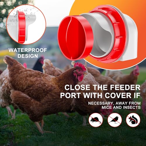 ZenxyHoC No Waste Chicken Feeders and Waterers - 6 Set with Water Cups | for Buckets Barrels Bins Troughs No Waste Chicken Feeder - size: 6 Ports and 6 Cups