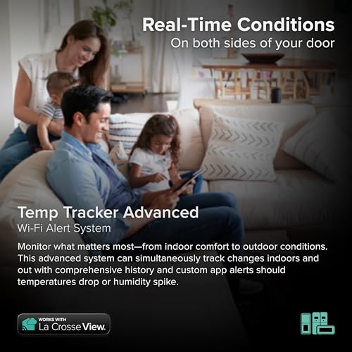 Temp Tracker Advanced Wi-Fi Alert System with the Bridge Gateway, 2 Indoor Outdoor Temperature and Humidity Sensors, an Interior Temperature and Humidity Display with Comfort Meter - size: Extra Large