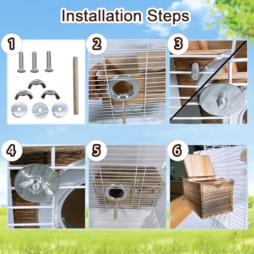 Tfwadmx Large Parakeet Nesting Box, Bird Nest Breeding Box, Wood Parrot Nest Box with Perch Bird Cage House for Cockatiel Lovebirds Budagie Canary Finch (XL) - color: XL-Brown