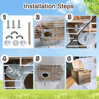 Tfwadmx Large Parakeet Nesting Box, Bird Nest Breeding Box, Wood Parrot Nest Box with Perch Bird Cage House for Cockatiel Lovebirds Budagie Canary Finch (XL) - color: XL-Brown