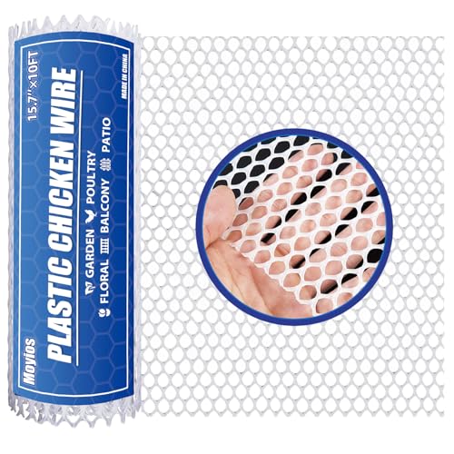 White Plastic Chicken Wire Mesh 15.7IN x 10FT 500GSM - for Garden,Poultry,Dogs,Rabbit,Crafts,Agricultural & Floral Fencing - Durable Plastic Chicken Wire Mesh Fencing & Netting Roll - color: 10ft White