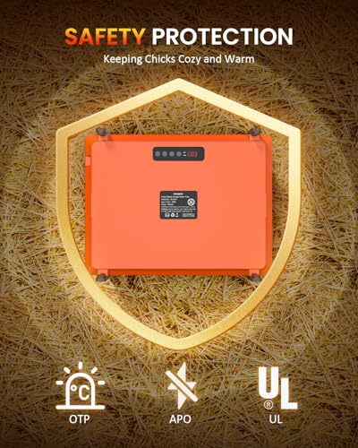 Brooder Plate for Chicks, 12" x 16" Heat Plate for Chicks for 20 Chick, 75 Watts Chicken Coop Heater with Adjustable Temp Timer & Height & Angle, IPX4 Waterproof, UL-Certified