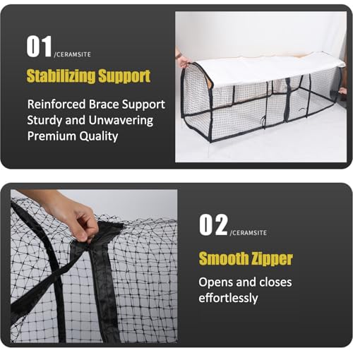 Metal Chicken Tunnel with Waterproof Cover 6.56FT × 2.13FT × 1.97FT Portable Chicken Run for Outerdoor Backyard Farm Zipper Door Walk-in Arch Poultry Cage for Chickens Ducks Quails