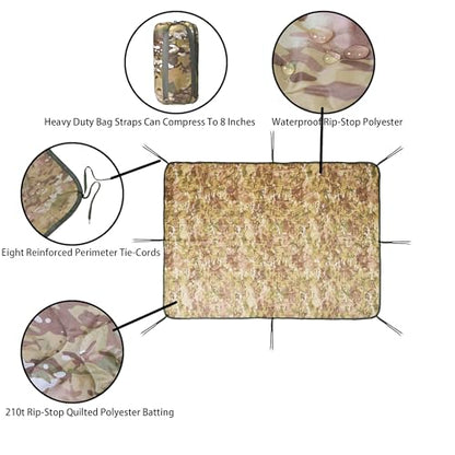 Mirzoyan Woobie Blanket, Military Poncho Liner Camo Insulated Camping Woobie Blanket for Outdoor Hiking (Yellow-cp) - color: Yellow-cp