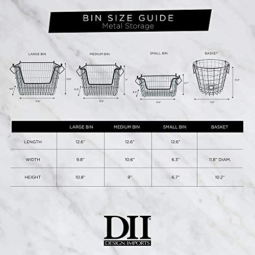 DII Metal Wire Mesh Stackable Utility Storage Bin, Small, 11x11x6", Black - color: Black, size: 11 x 11 x 6 inches