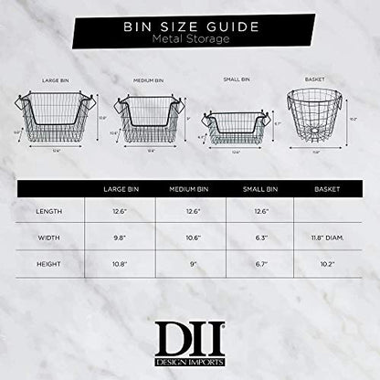 DII Metal Wire Mesh Stackable Utility Storage Bin, Small, 11x11x6", Black - color: Black, size: 11 x 11 x 6 inches