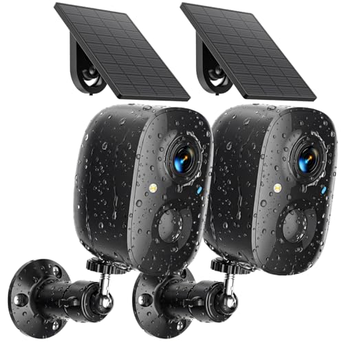 Security Cameras Wireless Outdoor 2K Solar Powered WiFi Cameras for Home Security,AI Motion Detection,Siren Alarm,Spotlight Color Night Vision,2-Way Audio,SD/Cloud Storage (2 Solar Cams)