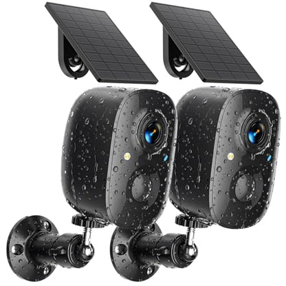 Security Cameras Wireless Outdoor 2K Solar Powered WiFi Cameras for Home Security,AI Motion Detection,Siren Alarm,Spotlight Color Night Vision,2-Way Audio,SD/Cloud Storage (2 Solar Cams)