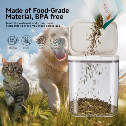 LivLab Mker Pet Food Storage Container 5 lbs Airtight Dog/Cat Food Container with Measuring Cup, BPA Free, Rice & Flour Storage Container for Dog Treats and Cat Food (3 lbs), White - color: (D980)-2.8L