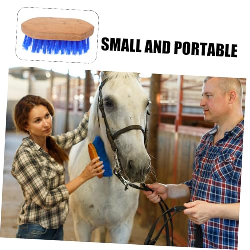 WOONEKY Horse Hair Grooming Brush Ergonomic Cleaning Tool Cattle and Donkeys Durable Bristles for Shedding and Grooming Blue