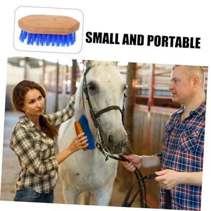 WOONEKY Horse Hair Grooming Brush Ergonomic Cleaning Tool Cattle and Donkeys Durable Bristles for Shedding and Grooming Blue