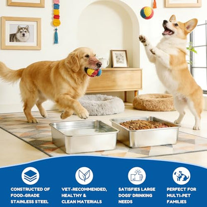 2-Pack Stainless Steel Large Dog Bowl - Large Capacity Single Bowl 5L/1.3Gallons Metal Pet Water & Food Bowl,No-Spill Anti-Fall Durable Easy to Clean, Indoor/Outdoor Use for Medium,Large,X-Large Dogs - size: 1.3Gallons/5L